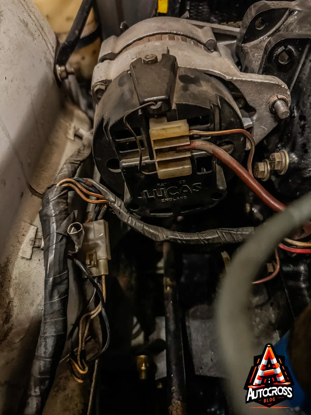 Existing Lucas alternator in the 1975 Triumph TR6 Existing Lucas alternator in the 1975 Triumph TR6