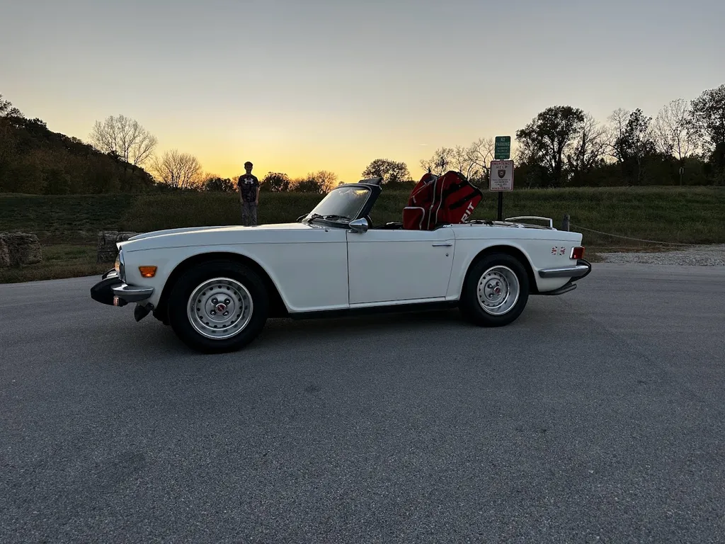 1975 Triumph TR6 at the LeCave Trailhead in Wildwood Missouri, loaded with hockey equipment 1975 Triumph TR6 at the LeCave Trailhead in Wildwood Missouri, loaded with hockey equipment